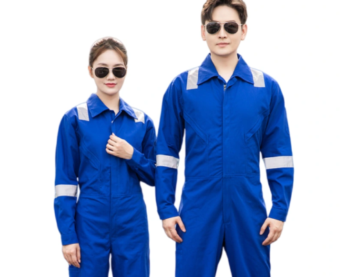 100% Cotton Reflective Coveralls-blue