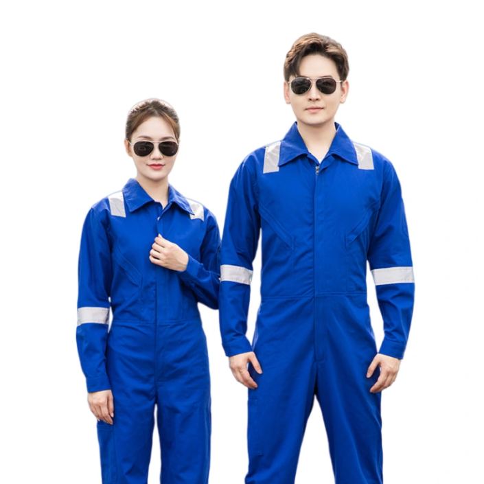 100% Cotton Reflective Coveralls-blue