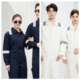 100% Cotton Reflective Coveralls-white and blue