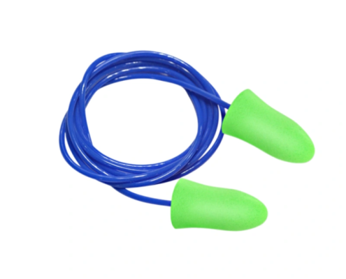 Bell Shaped Corded Foam Earplugs (EP-HR004)-blue green