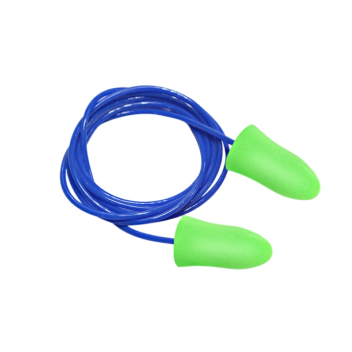 Bell Shaped Corded Foam Earplugs (EP-HR004)-blue green