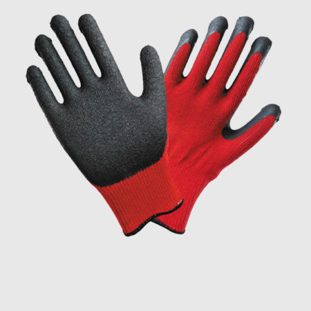 10 Gauge Black Latex Coated Work Gloves with Red Cotton