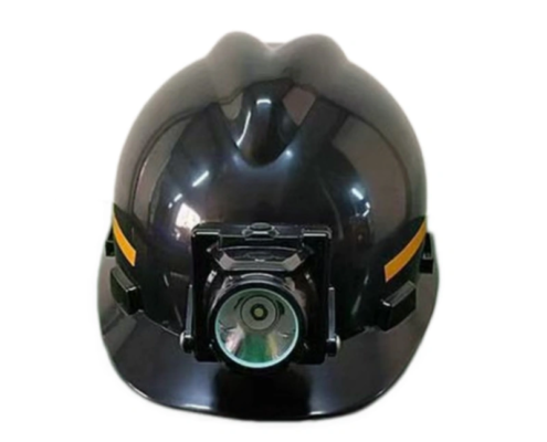LED Safety Helmet with Warning Light for Mining & Construction (EP-HD005)-BLACK AND FRONT