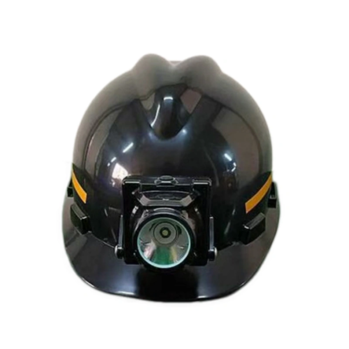 LED Safety Helmet with Warning Light for Mining & Construction (EP-HD005)-BLACK AND FRONT