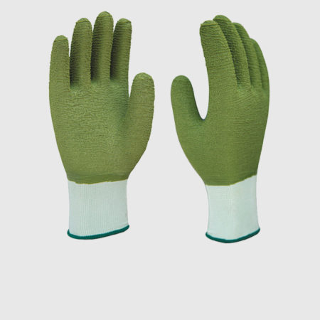 Green Crinkle Latex Coated Garden Work Gloves