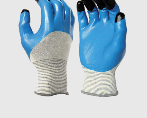 Double Layer Nitrile Coated Work Gloves Finger Reiforced