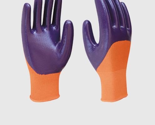 13 Gauge Polyester or Nylon Nitrile Half Coated Work Gloves