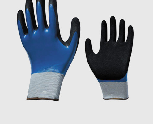 Double Layers Nitrile Coated Work Gloves with Sandy Finish