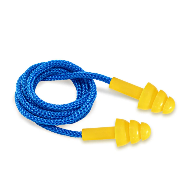 Reusable Corded Silicone Earplugs (EP-HR006)-YELLOW BLUE