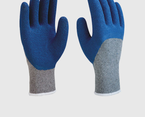 10 Gauge Blue Latex Half Coated Work Gloves With Recycle Yarn